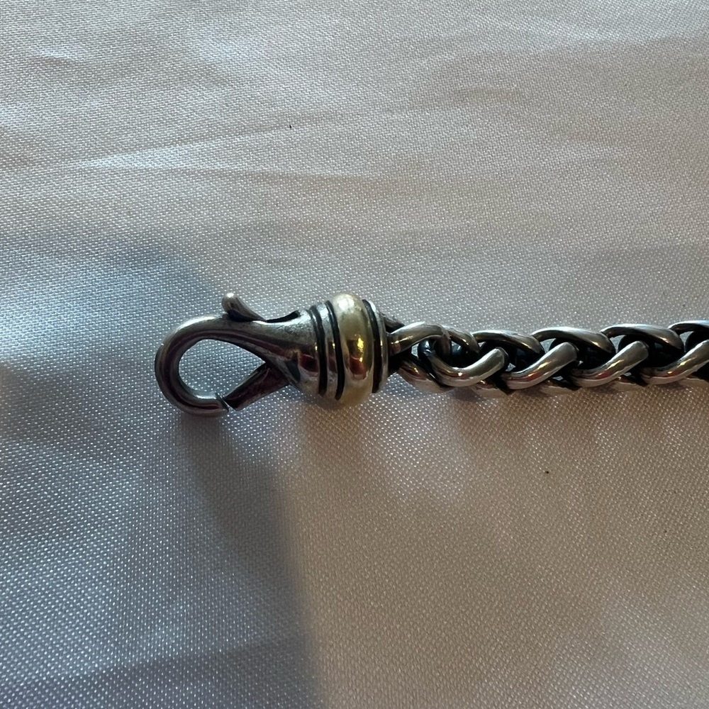 David Yurman 6mm Wheat Chain Bracelet, 925 silver & 585 14k gold. 25g. - Picture 3 of 12